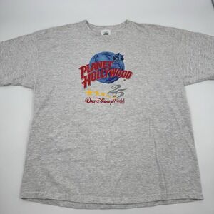 Vintage PLANET HOLLYWOOD Walt Disney World 25th Anniversary T Shirt 90s Gray XL‎